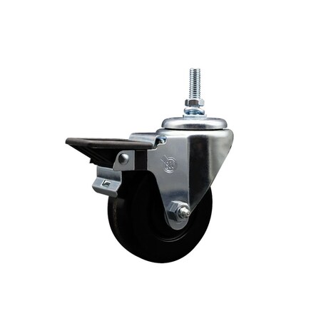 Service Caster 35 Inch Phenolic 38 Inch Threaded Stem Caster with Brake SCC-TS20S3514-PHS-PLB-381615